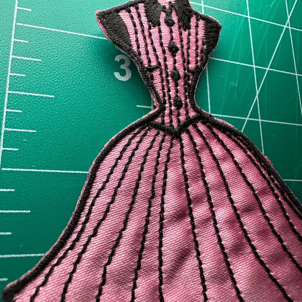 Dress Form Patch Iron On Sew On Applique Pink Black Fashion Sewing‎